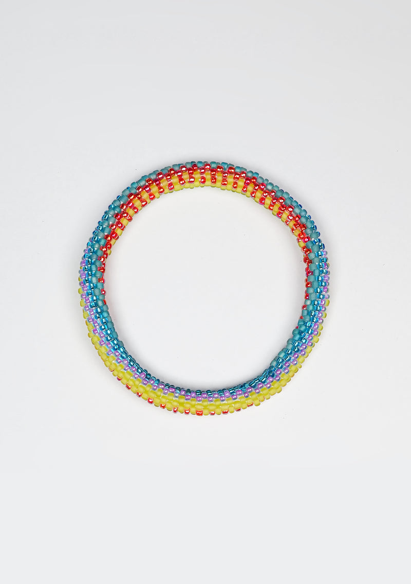 Blue and Neon Mix Nepalese Roll Bead Bracelet