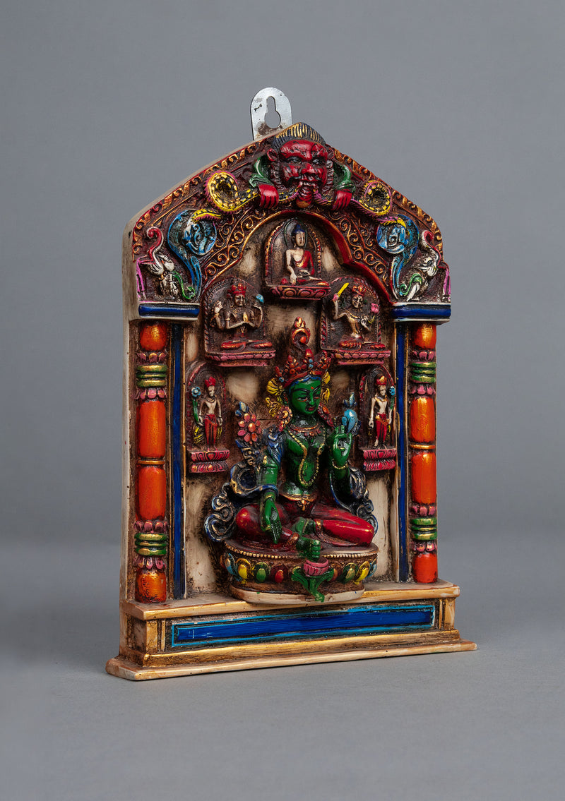 Green Tara with Cheppu Frame Resin Wall Hanging
