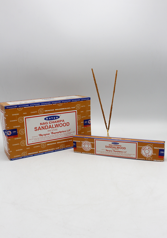 Satya Nagchampa Sandalwood Incense Sticks, Set of 12 Packs, Each 15 g