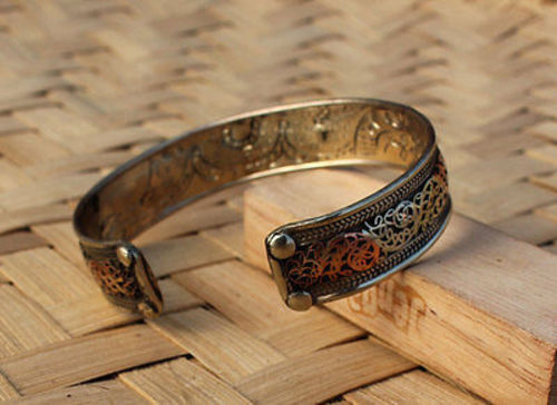 Om Mani Coral Bracelet with Dragon Carving