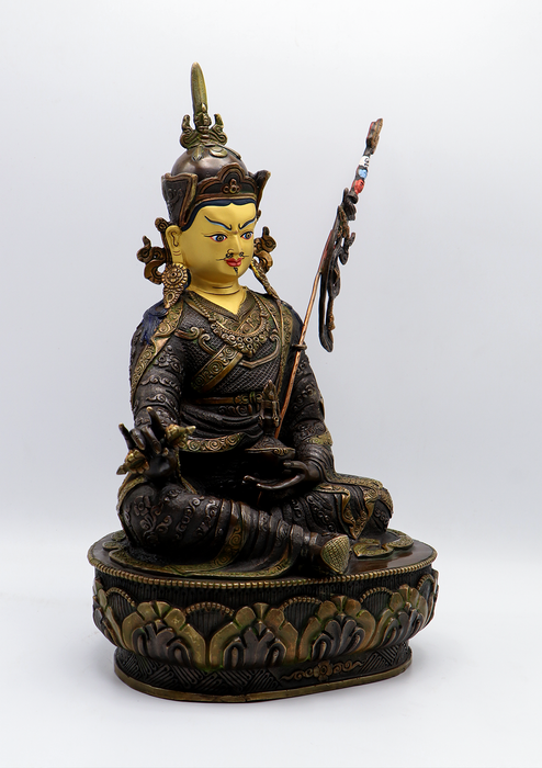 Copper Oxidized Guru Padmasambhava Statue 14.5"H