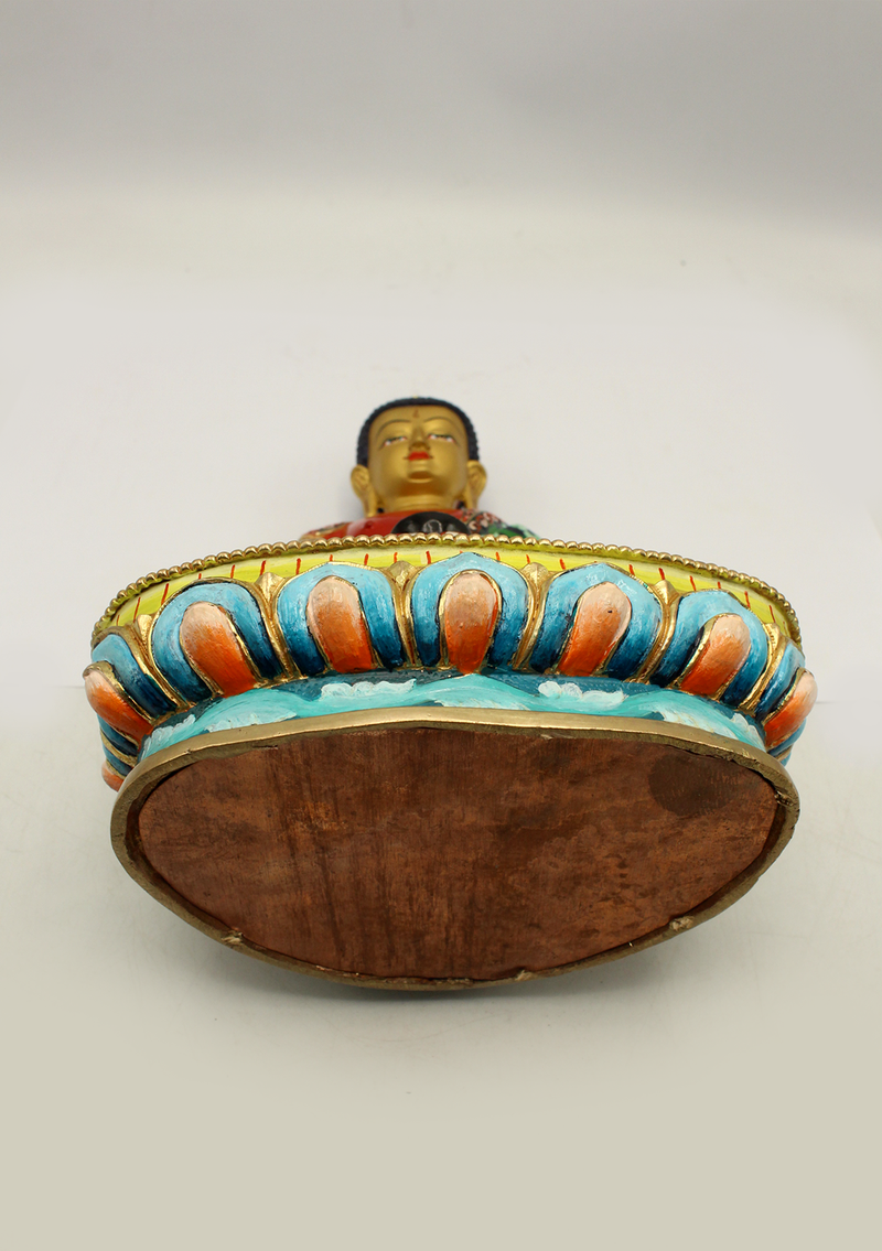 Handpainted  Gold plated Amitabha Buddha Statue 8"H