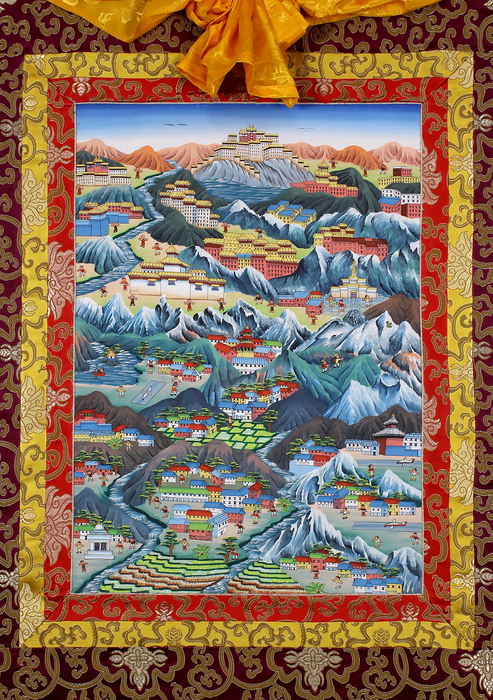 Himalayan Region of Nepal Brocade Thangka Painting