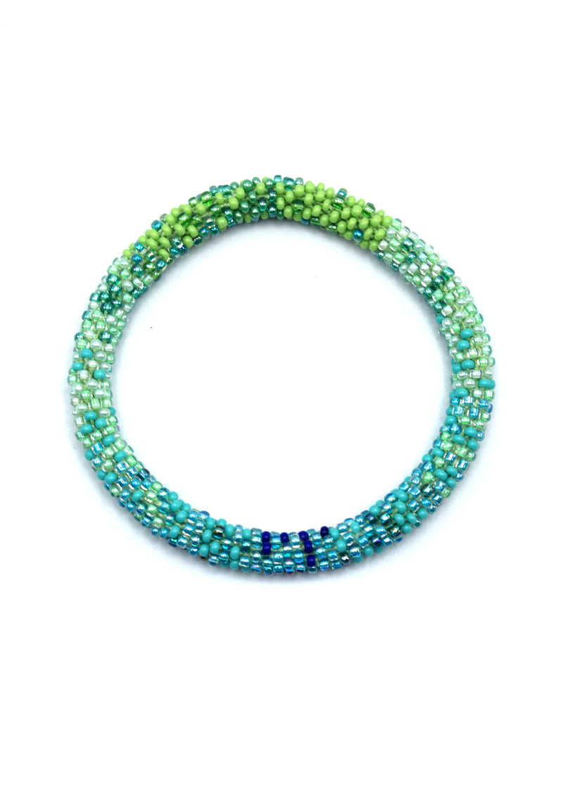 Aqua Blue Roll on Beads Bracelet