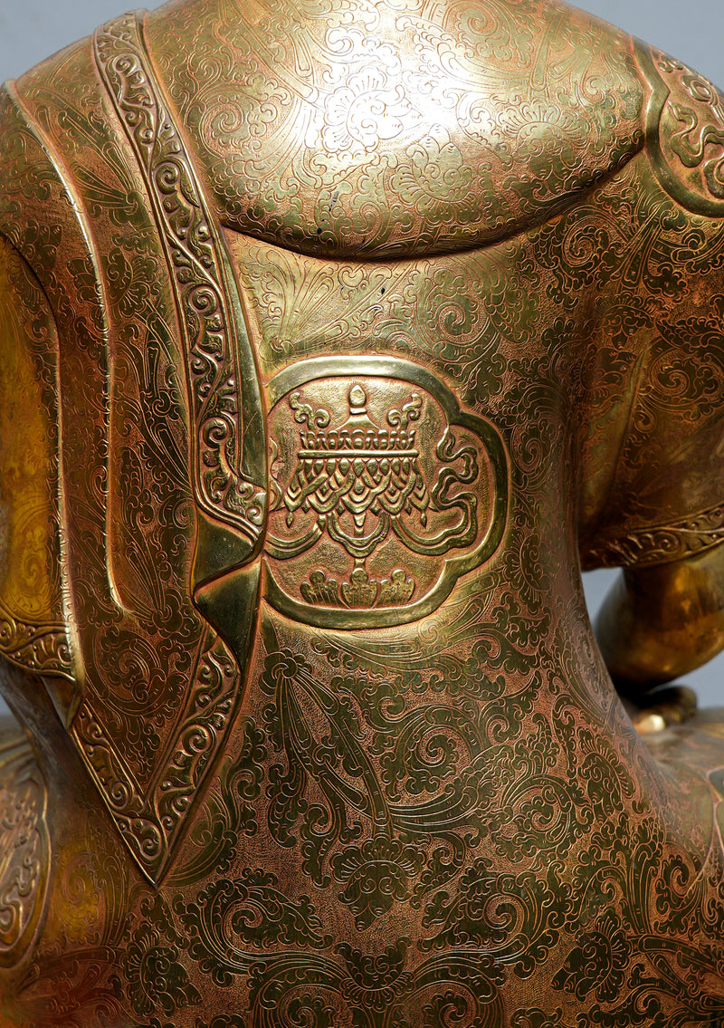Gold Plated Hand-Carved Shakyamuni Buddha Statue – 2.6 Ft