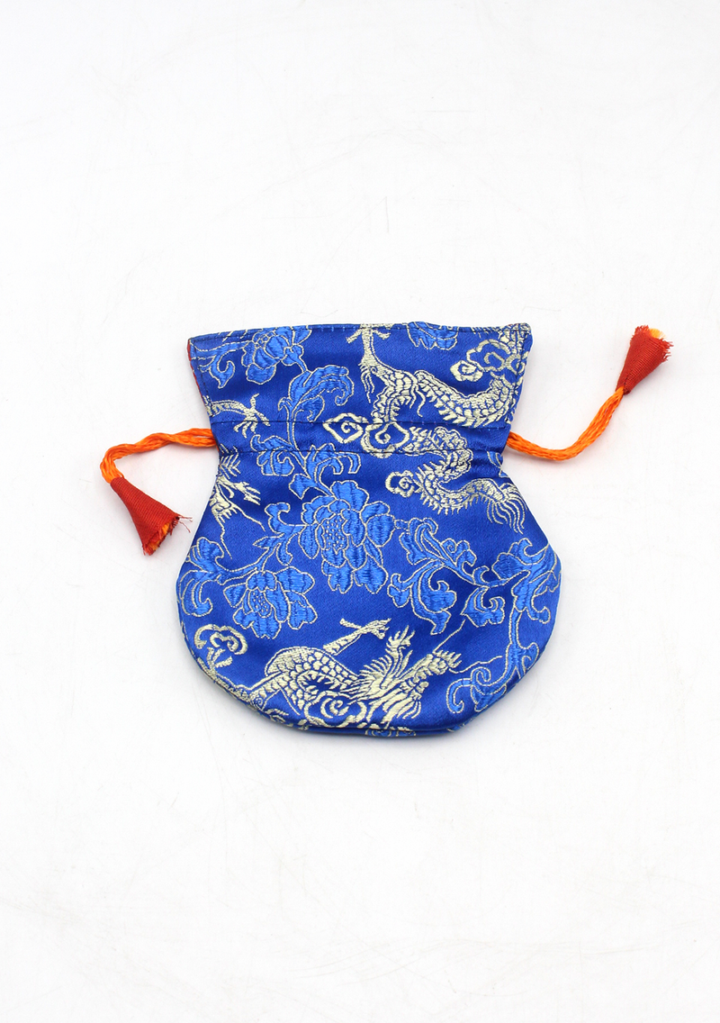 Dragon Silk Brocade Drawstring Mala Bag