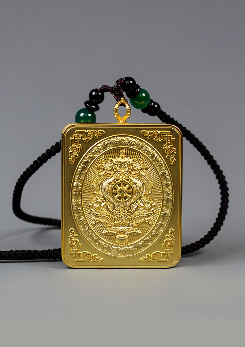 White Tara  Mini  Thangka Painting Black Gold Amulet