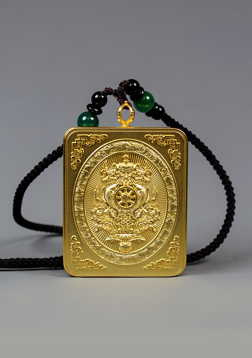 White Tara  Mini  Thangka Painting Black Gold Amulet