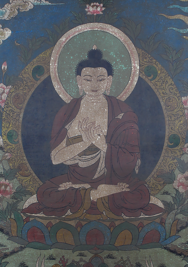 Antique Vairocana Brocade Thangka Painting