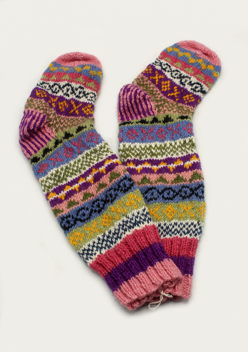 Handknitted Multicolor Woolen Knee High Socks
