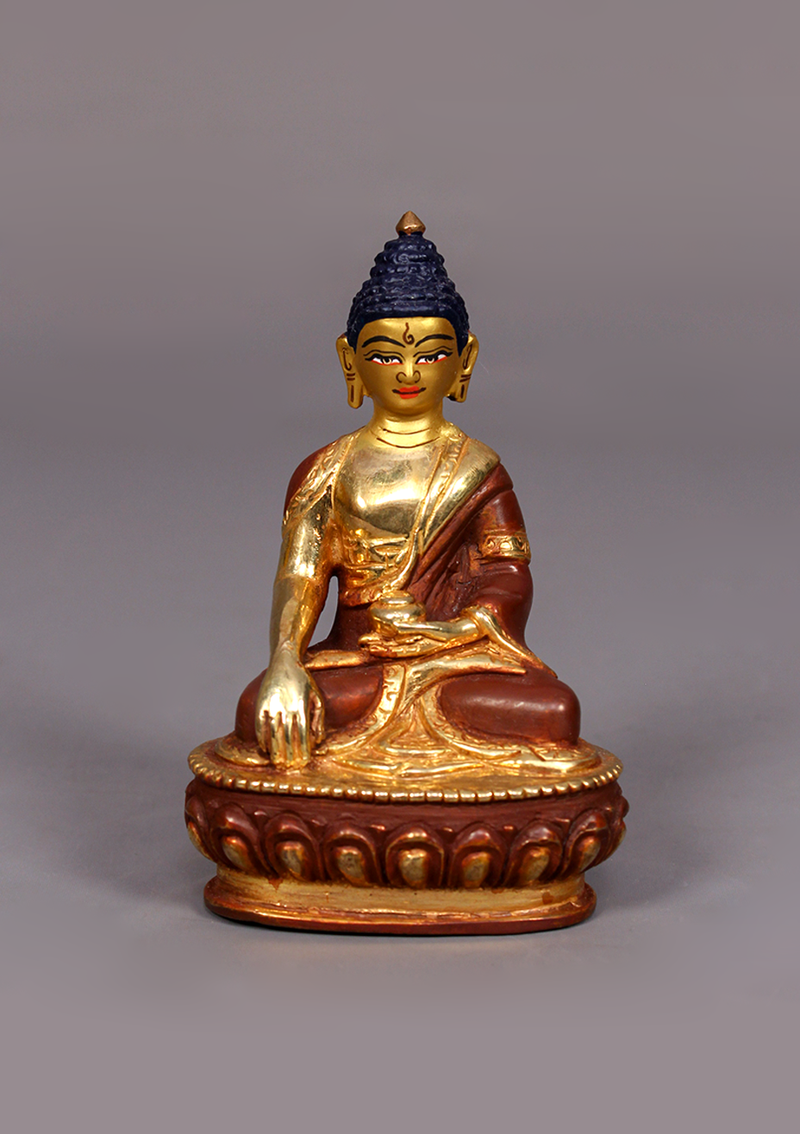 Partly Gold Plated Shakyamuni Buddha Statue 4"H