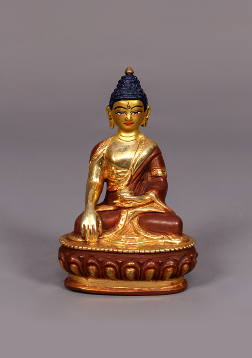 Partly Gold Plated Shakyamuni Buddha Statue 4"H