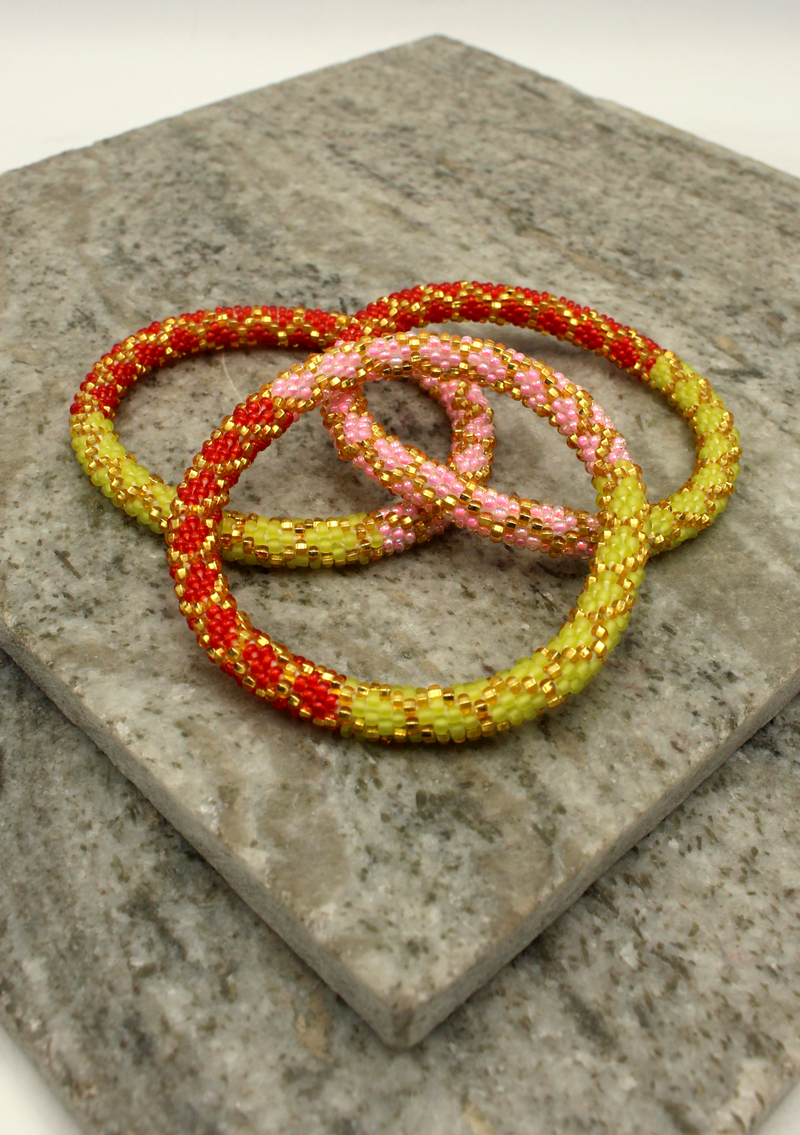 Diva Gold Stripes Nepalese Roll on Bracelet