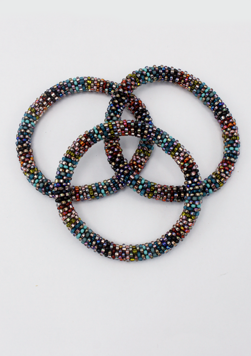 Steel bluish-grey Roll on Beads Bracelet