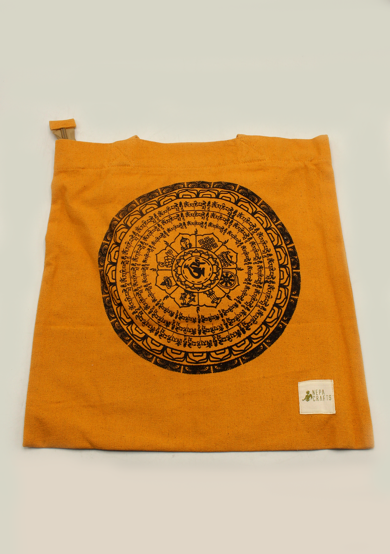 Cotton Eight Auspicious Symbols Mandala Printed Tote Bag