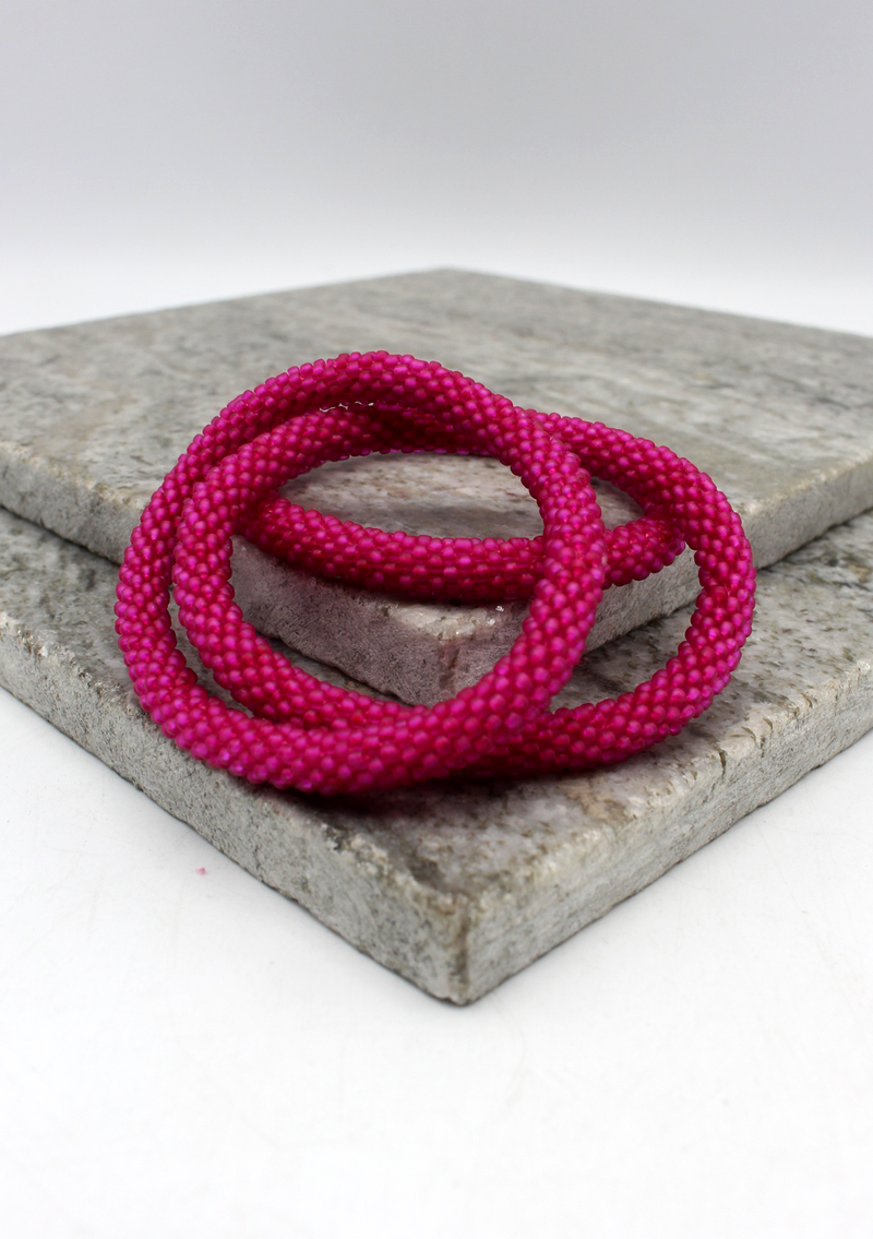 Royal Pink  Nepalese Roll on  Beads Bracelet
