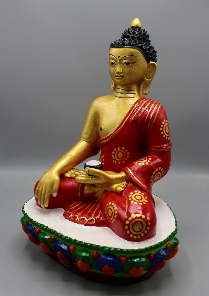 Handpainted Ceramic Shakyamuni Buddha Statue 14" H