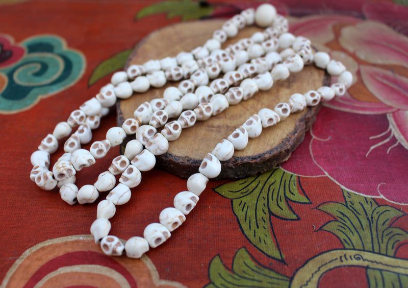 Buddhist Off White Skull Prayer Mala