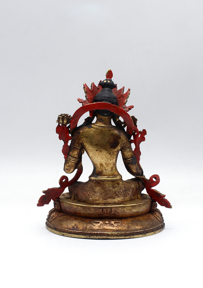 Gold Plated Copper Green Tara Statue 5"H