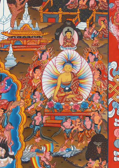 Buddha Life Brocade Thangka Painting