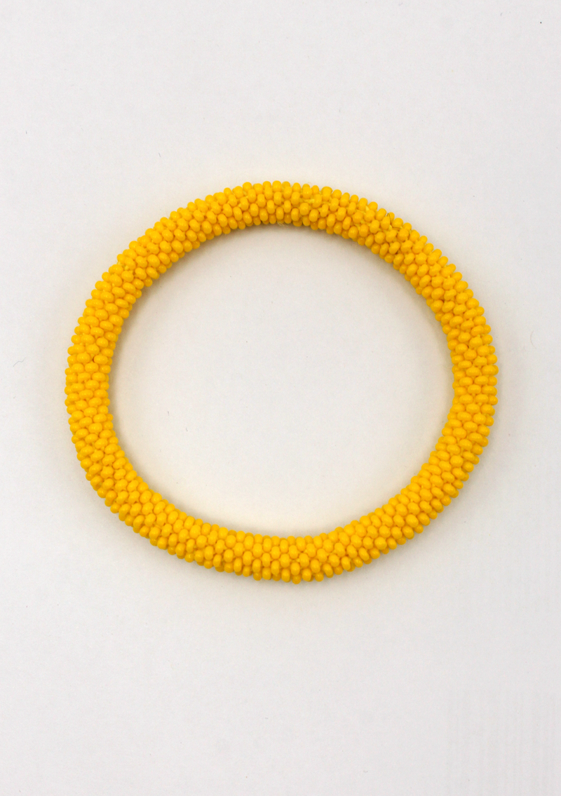 Yellow Matt Roll on Beads Nepalese  Bracelet