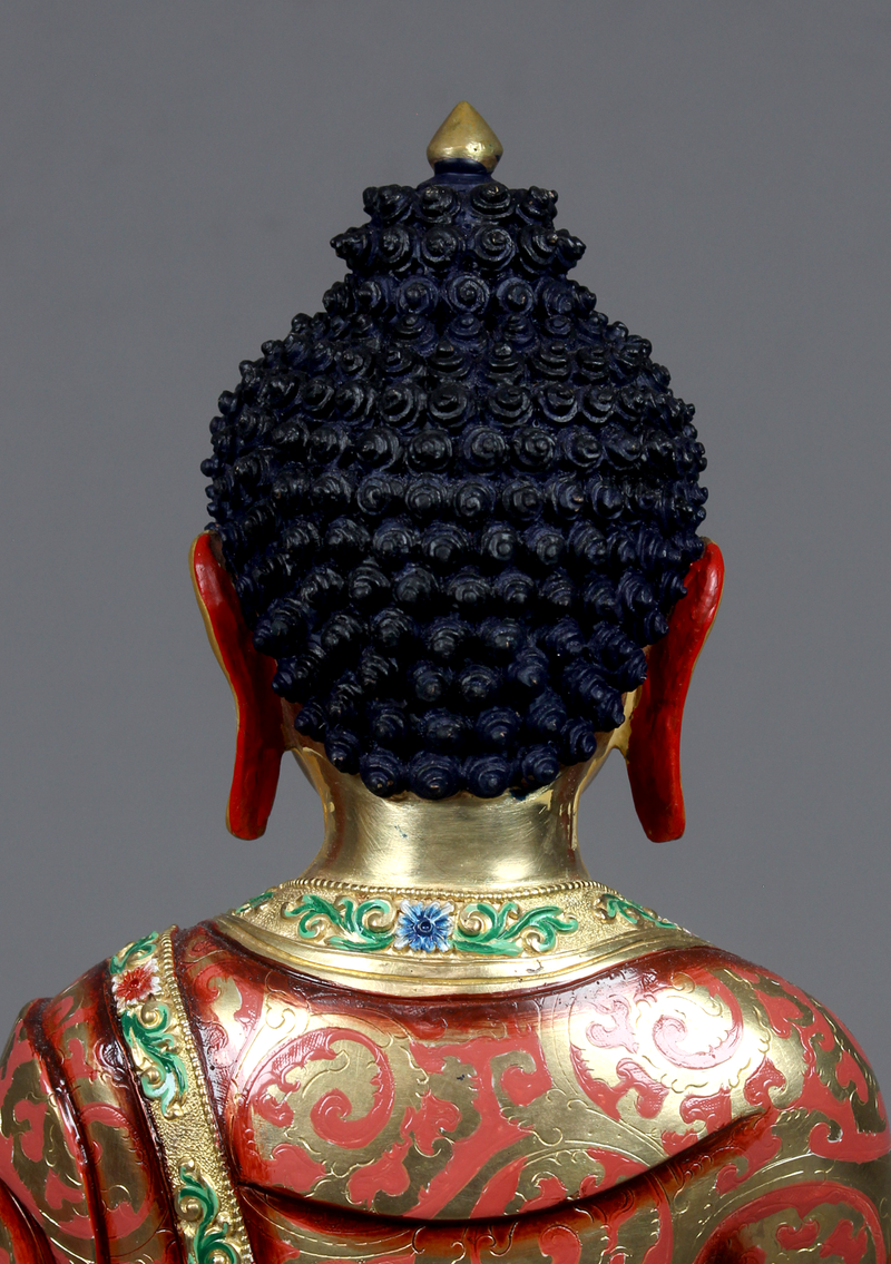 Masterpiece  Gilted Hand Painted  Shakyamuni Buddha Statue 14"