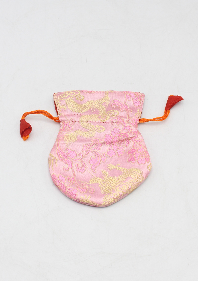Dragon Silk Brocade Drawstring Mala Bag