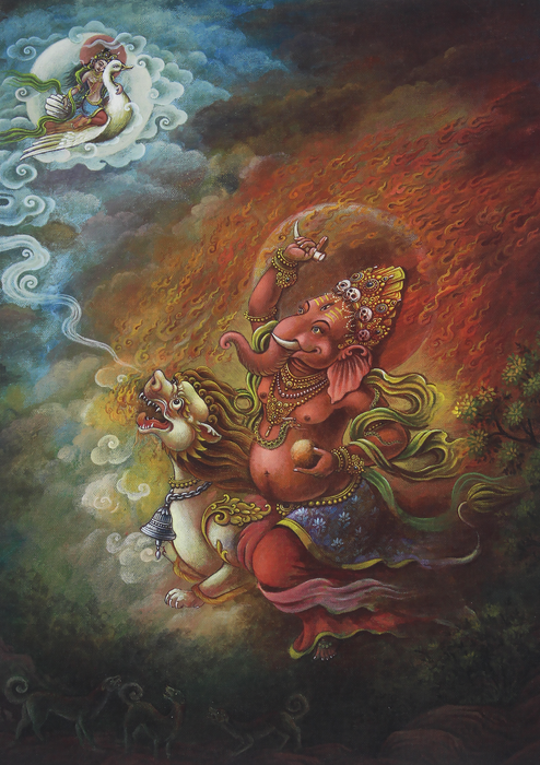 Newari Paubha  Cho:tha Ganesha Print
