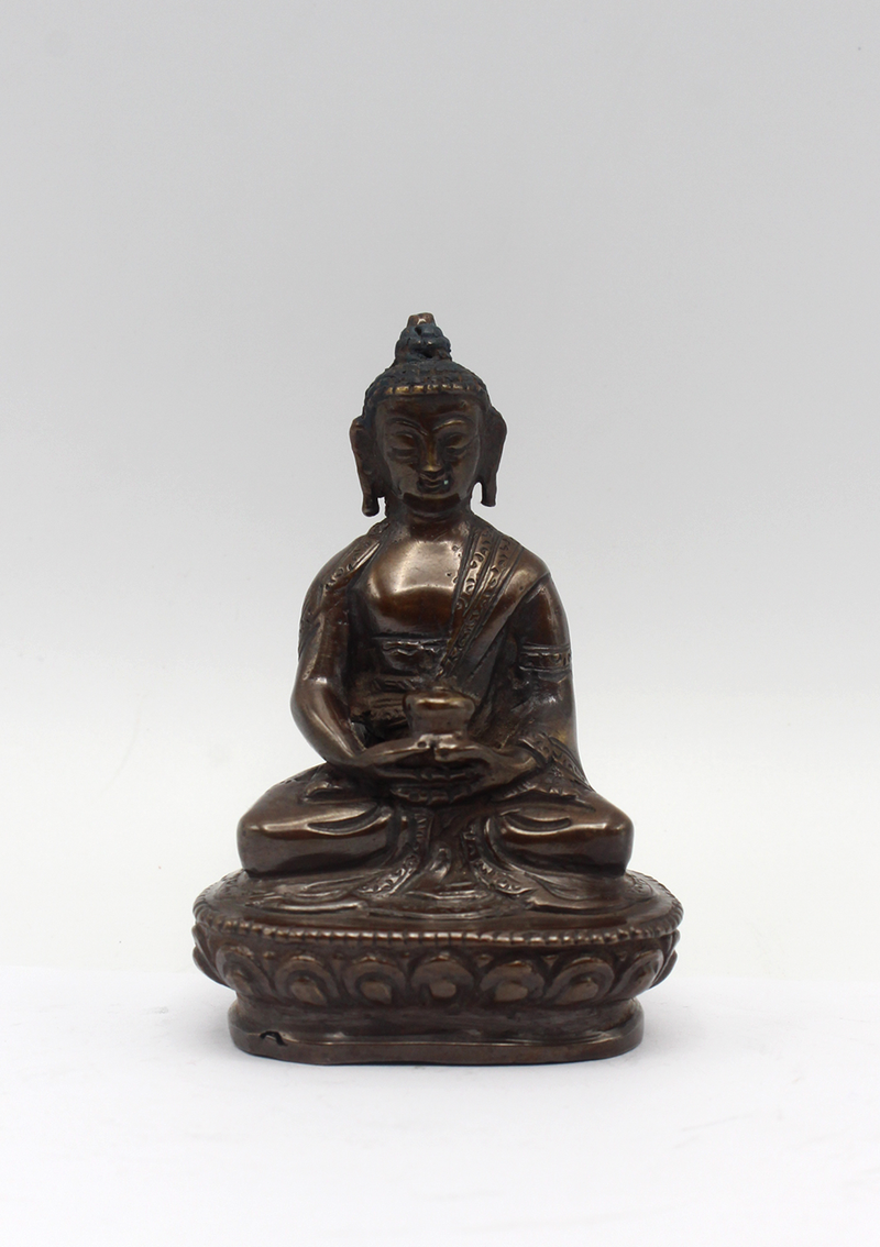 Copper Mini Amitabha Buddha Statue 3" H