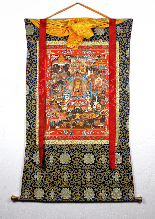 Buddha Life Brocade Thangka Painting