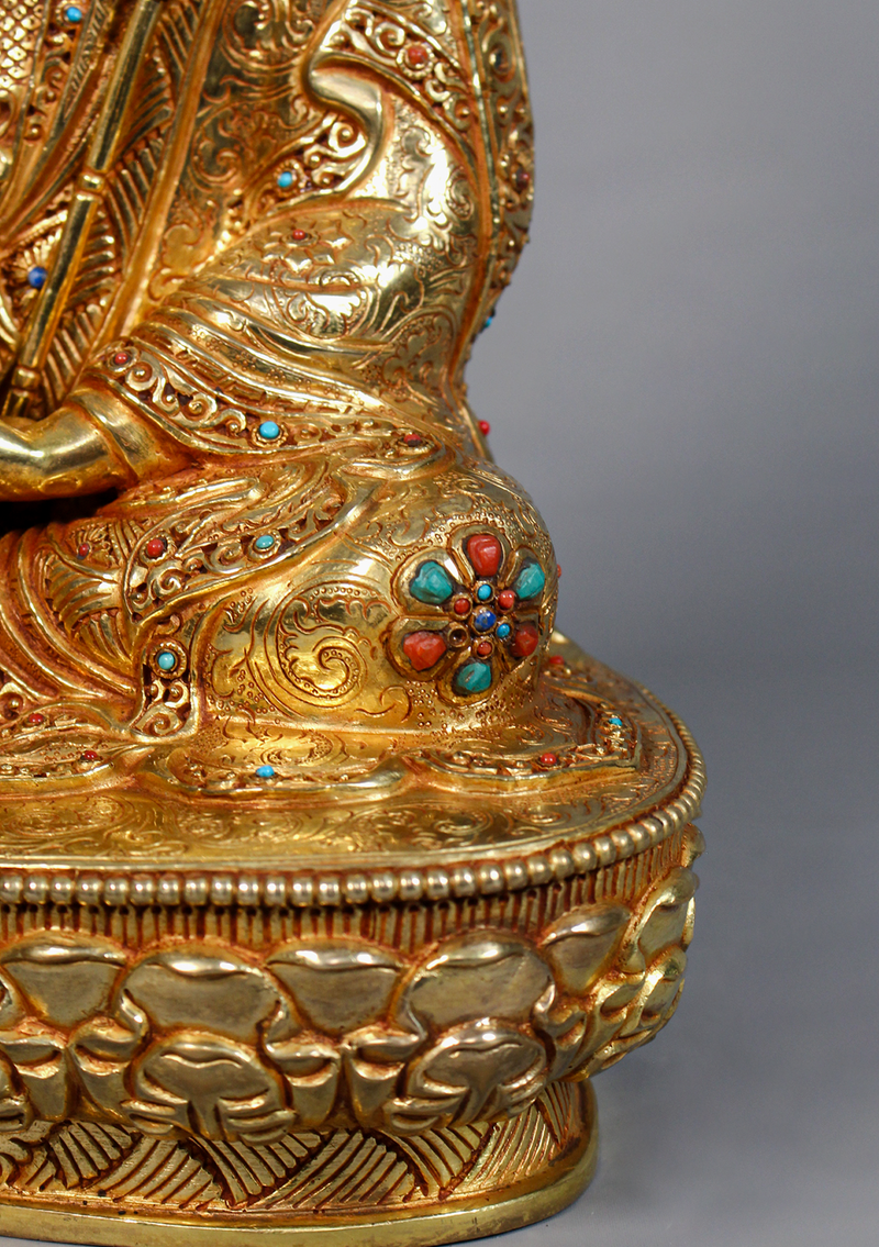 Fully Gold Plated Guru Rinpoche Statue 14" H