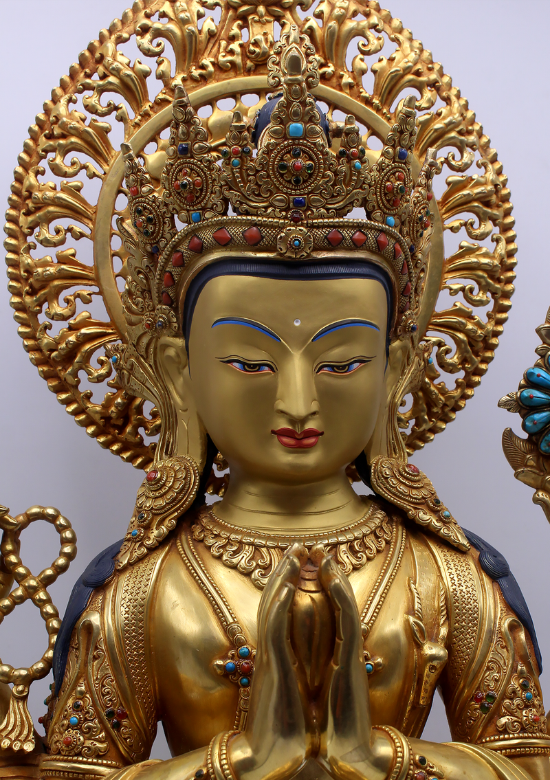 Masterpiece 24 K Gold  Chenrezig Statue 21"H