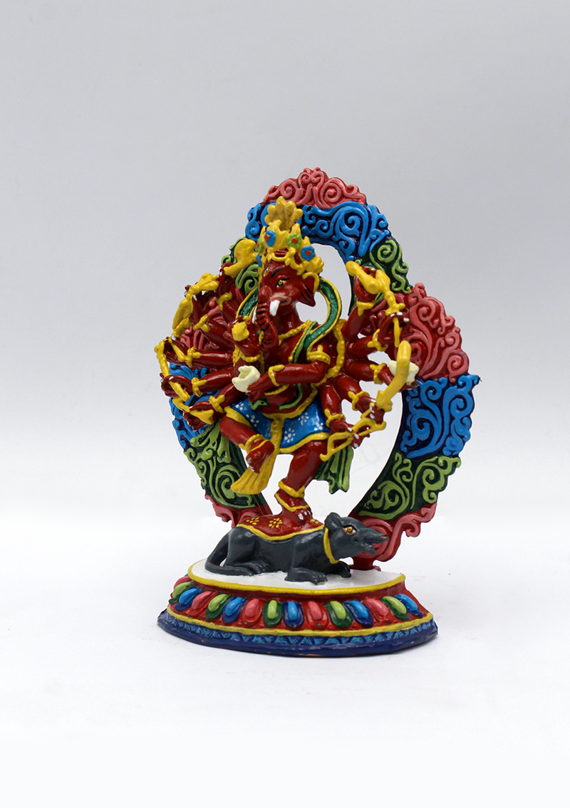 Hand Painted Copper Ganesha Statue 4"H