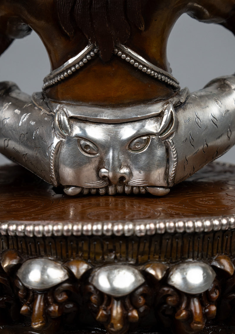 Silver  Plated Copper Vajradhaka Statue 12.5"H