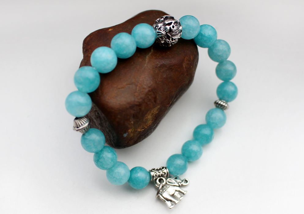 Colorful Stone Beaded Bracelet with Elephant Charm