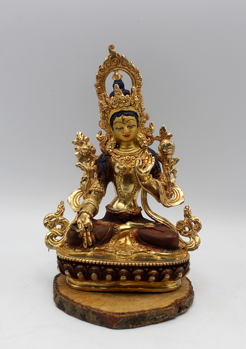 Gold Plated White Tara Statue 6"H