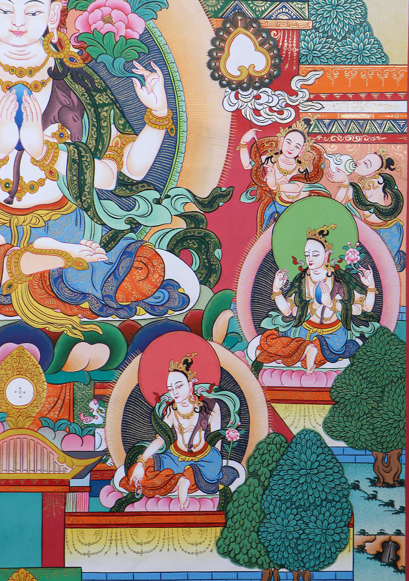 God of Compassion Chenrezig Tibetan Thangka Painting