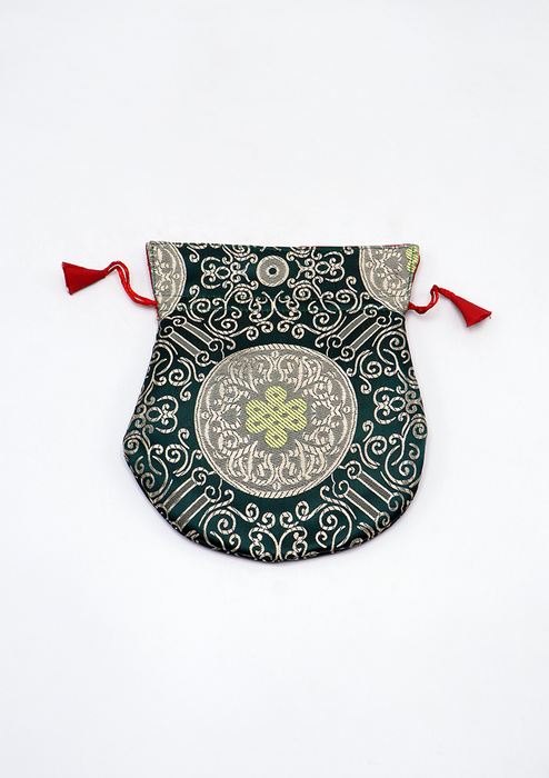 Endless Knot Brocade Drawstring Multicolor Mala Bag Pouch