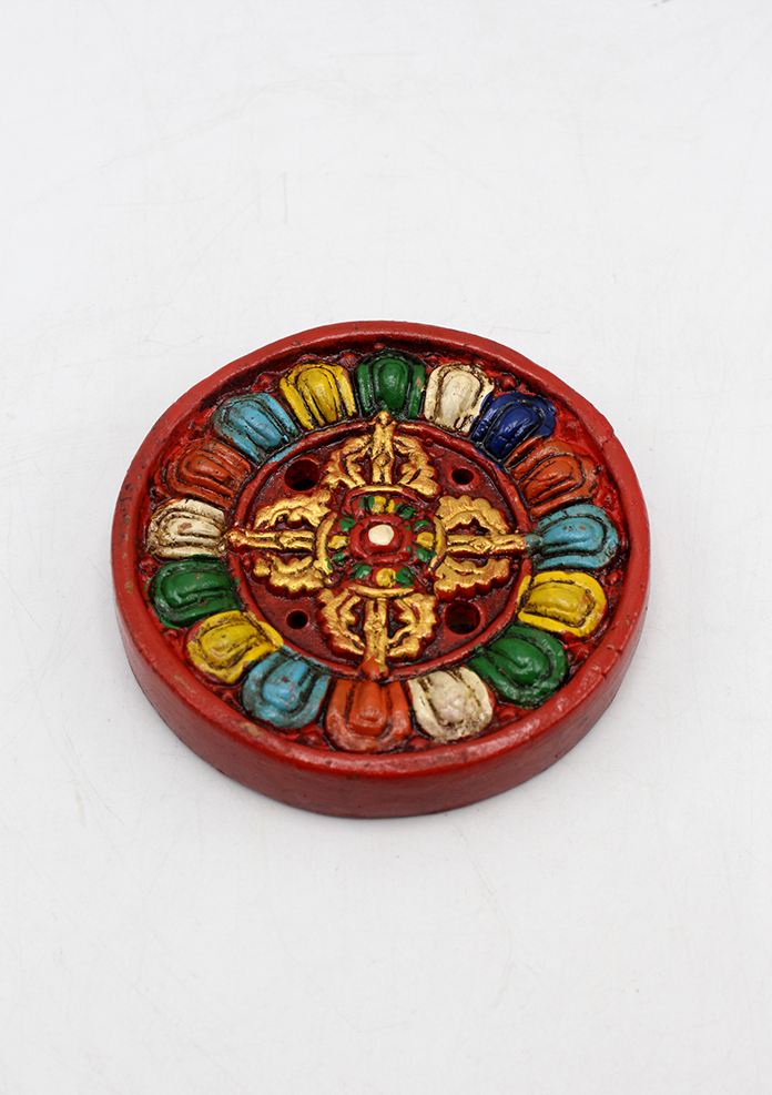 Double Dorjee Ceramic Painted Incense Burner