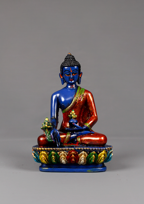Hand Painted Medicine Buddha Statue 5.5"H