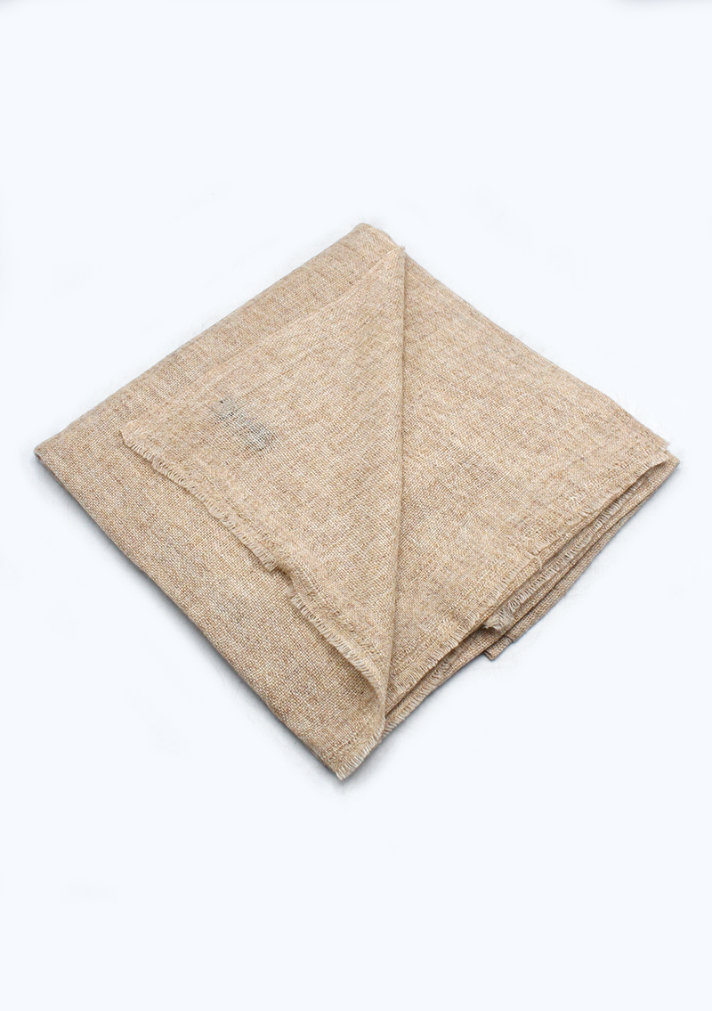 Cream Gray Mix Wool Cashmere Shawl