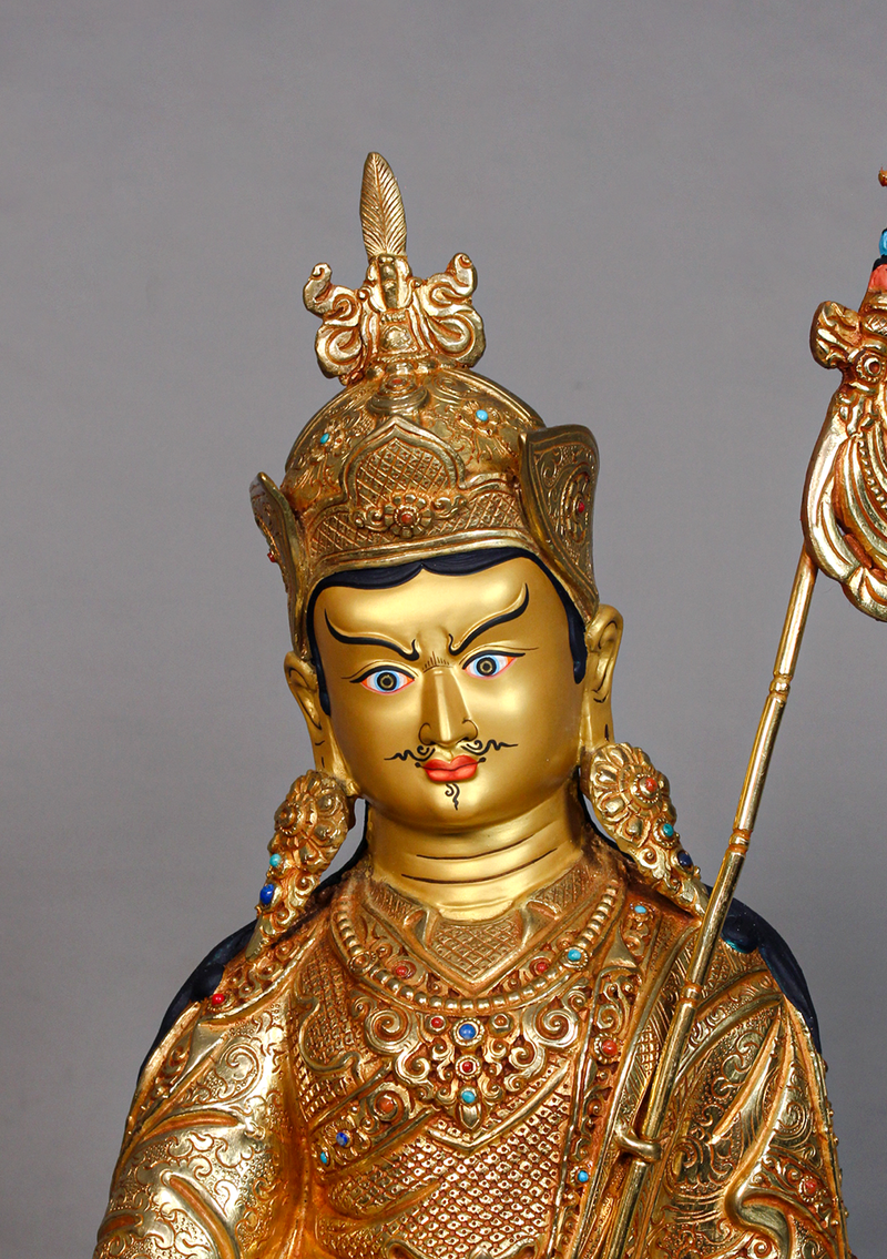 Fully Gold Plated Guru Rinpoche Statue 14" H