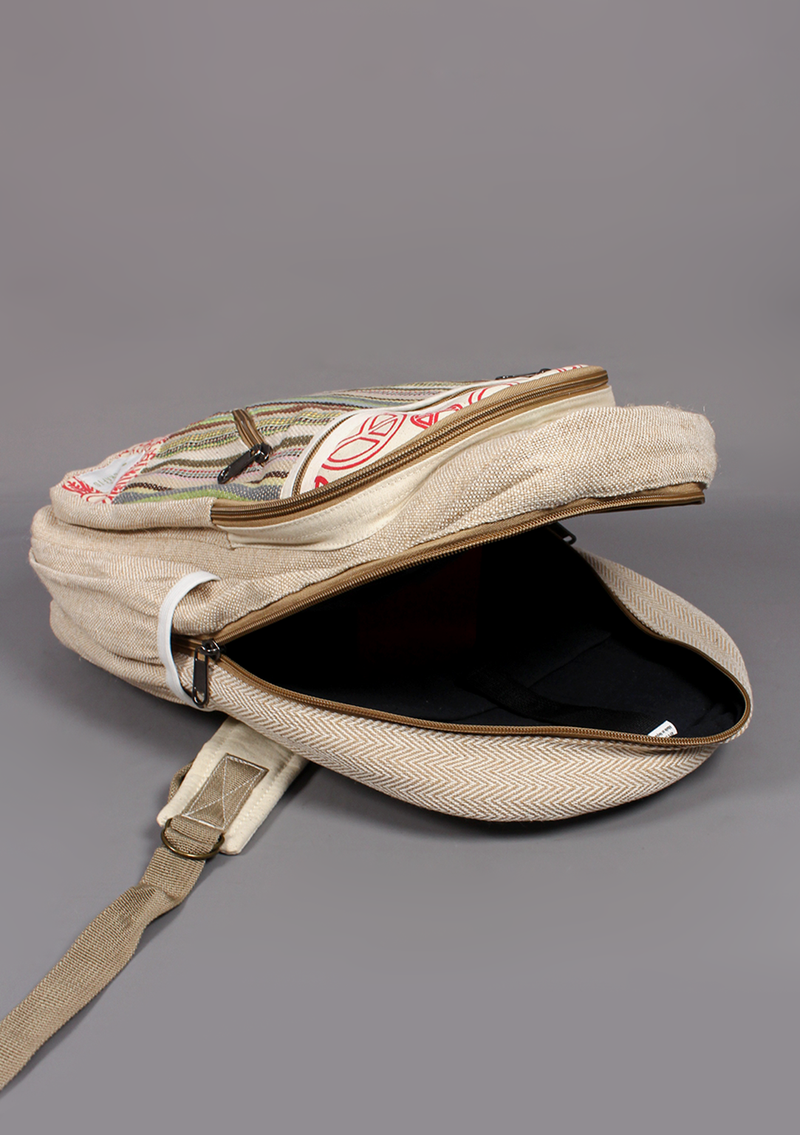 Peace Natural Cotton Hemp Mixed Bagpack