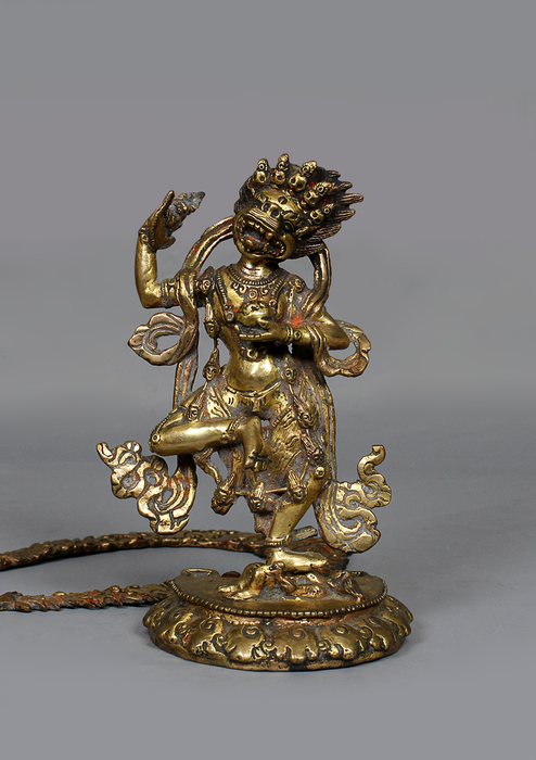 Antique Copper Simhamukha Statue 8.5"H