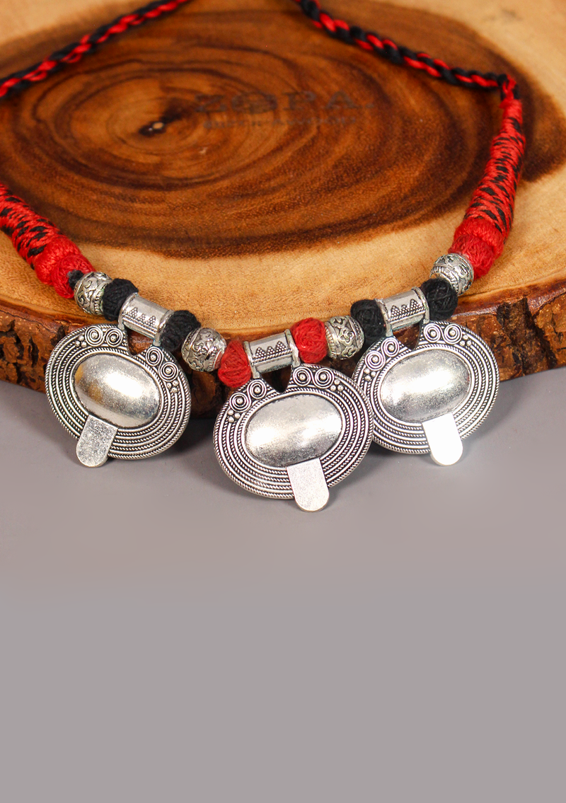Elegant White Metal Tribal Style Pendant from Nepal