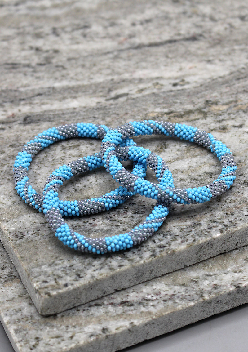 White Brown Roll Beads Bracelet