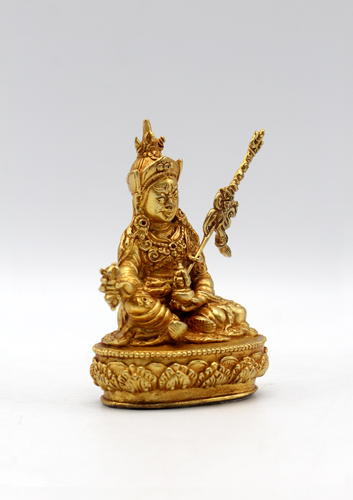 Gold Plated Tibetan Guru Padmasambhava Statue 3.5"