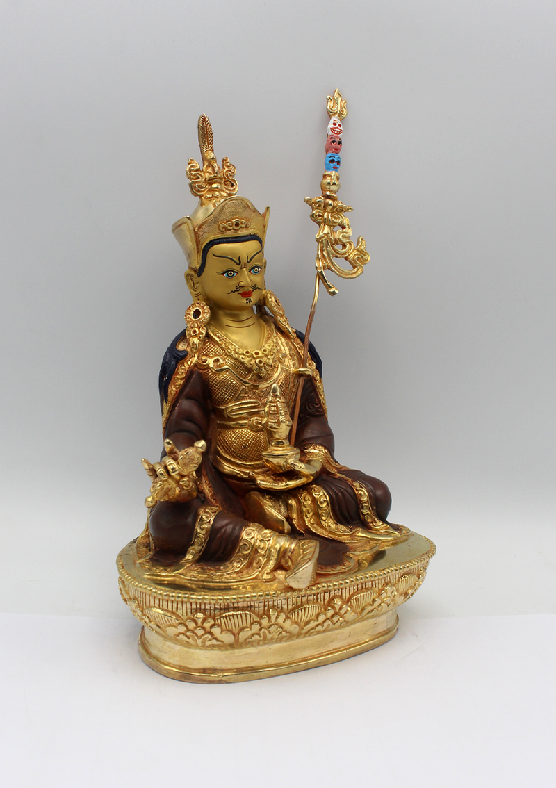 Guru Padmasambhava 24 K Gold Plated  Statue 9"H
