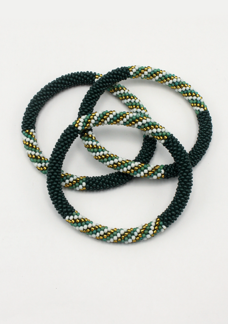 Green Mermaid Gold Roll on Beads Bracelet