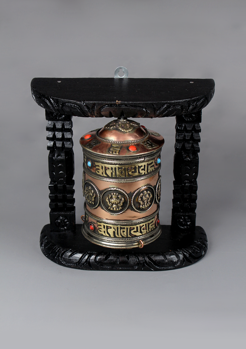 Eight Auspicious Symbols Prayer Wheel Wall Hanging